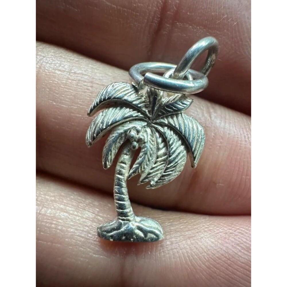 Vintage 925 Sterling Silver Coconut Tree Charm or Pendant